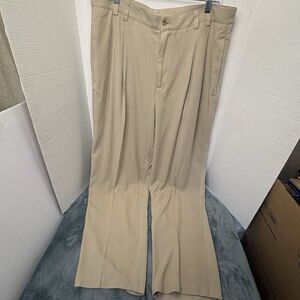Men’s Caribbean Pleated 100% Silk Pants Tan Khaki 36x32